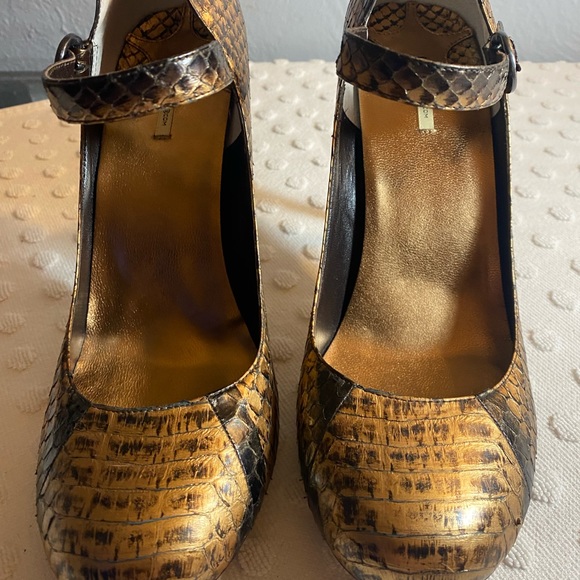 MAX STUDIO  Copper Color Toshi Genuine Snakeskin Heels - Picture 2 of 15